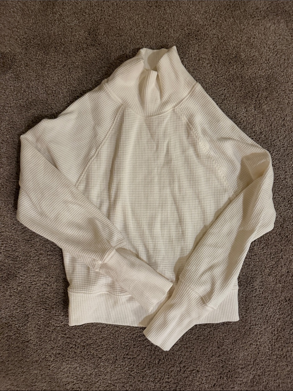 Women’s Cream Waffle Knit Mock Neck Sweater